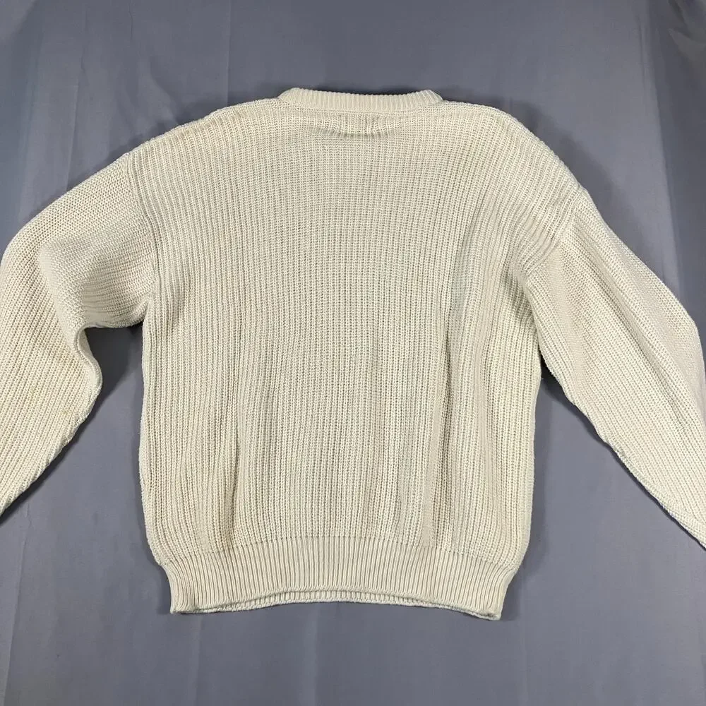 Harvard The Coop Sweater Men’s Large Cream Cotton‎ Crewneck Made in USA College